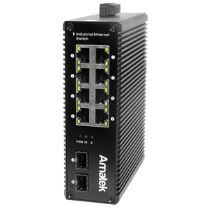 Коммутатор промышленный Amatek AN-SXG10P8A (L2, 10 портов: 8 PoE+, 2 SFP 1Гб/с, 240 Вт, защ. интер.)