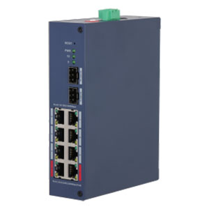 Коммутатор промышленный Dahua DH-CHS4210-8GT-110 (L2, 11 Портов: 8 PoE, 1 Uplink 10/100/1000 Мб/с, 1 SFP 1 Гб/с, 110 Вт, Watchdog, Облачное управление